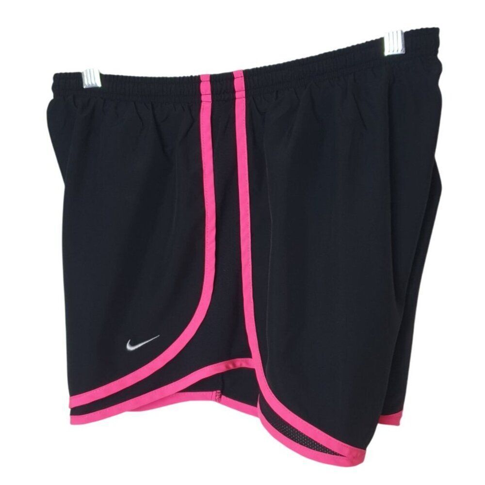 Nike Womens Running Shorts Size L Black Pink Sporty Dri-FIT Lined Athletic 3" - Picture 2 of 7